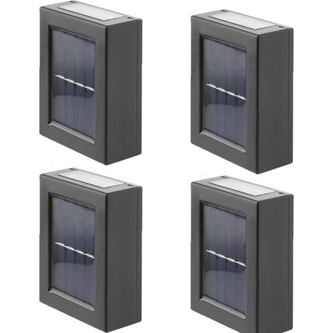 Lot de 4 appliques solaires murales LED, éclairage extérieur de sécurité avec inclinaison vers le haut et vers le bas, étanches, pour clôture, jardin ou porche.-AquaForge (1/5)