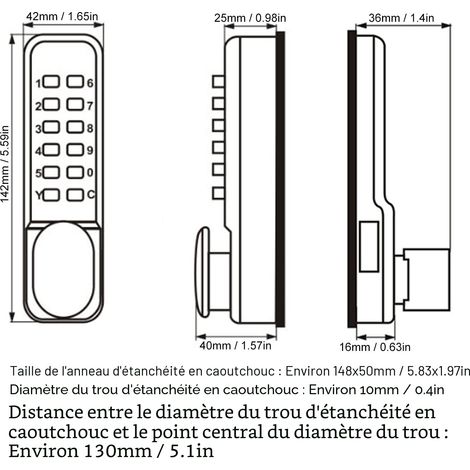 Serrure a Code Mecanique, Serrure a Combinaison Mecanique avec Poignée Verrou a Code Mecanique Exterieur Digicode pour Porte Extérieur de Alliage de Zinc, pour Portes D'entrée Maison Hôtel (Argent) (1/5)