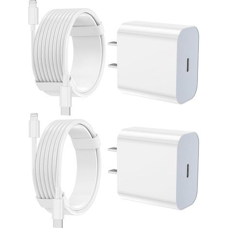 Schnellladegerät kompatibel mit iPhone, 2er-Packung mit 20-W-USB-C-Schnellladegeräten und 1,8 m langem USB-C-auf-Lightning-Kabel, kompatibel mit iPhone 14/13/12/11 Pro Max/XS Max/XR/X und iPad (1/5)