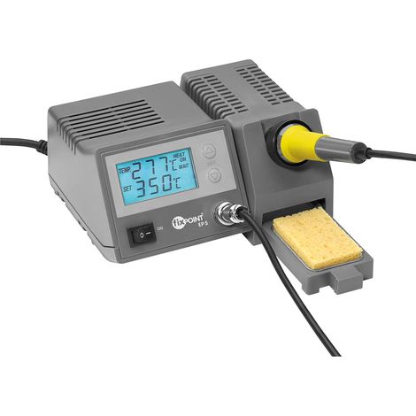 Fixpoint 51098 Stazione di saldatura digitale EP5 / adatta a tutti i lavori di saldatura più comuni / potenza: 48 W / display LCD / intervallo di temperatura 150°-450° / tensione: 24V / grigio (1/5)