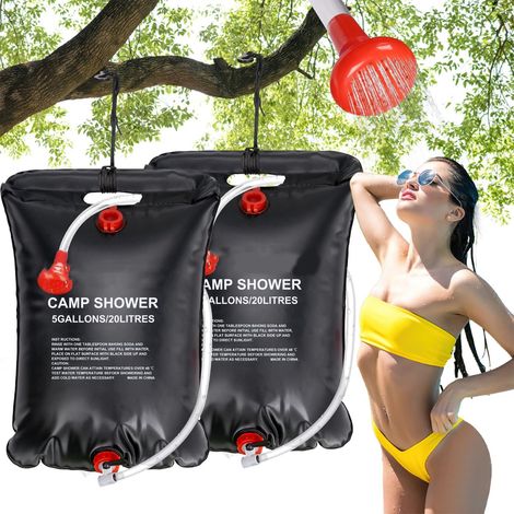 2-teiliges Solarduschset, 20-Liter-faltbare Camping-Solarduschtasche, tragbare Solarduschtasche, Sportduschtasche (1/5)