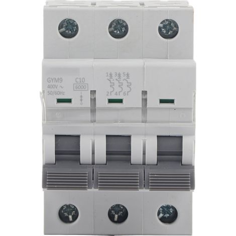 Disjoncteur miniature 3 pôles 10A GYM9-C65 400VAC, haute qualité, interrupteur électrique robuste pour tableau (1/5)