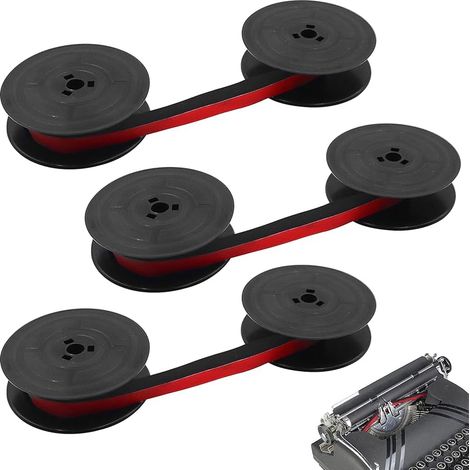 3 Pièces GR4 Ruban De Machine À Écrire,Ruban Machine a Ecrire Universel en Nylon Compatible Avec La Plupart Des Machines à Écrire,L'encre est durable et facile à remplacer (Noir & Rouge) (1/5)