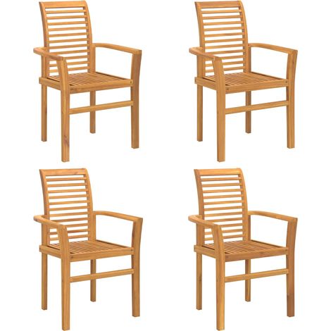 Maison Exclusive - Sedia da pranzo 4 pz Legno di teak solido Marrone (1/5)