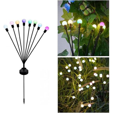 Lampes solaires de jardin, lampes solaires rotatives améliorées, lumières colorées, lot de 5 lampadaires solaires étanches pour décoration de jardin, patio, paysage (1/5)