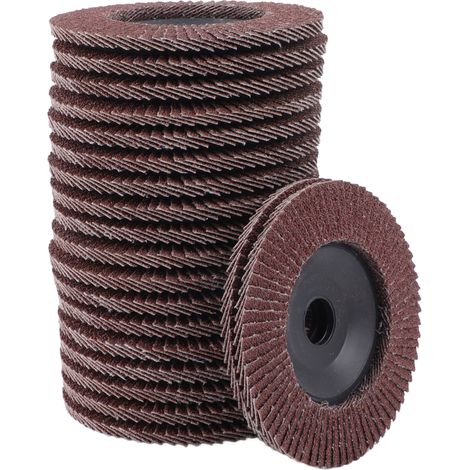 20 disques à lamelles abrasives grain 80, 100 x 16 mm, pour meulage. (1/5)