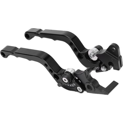 Lot de 2 leviers de frein et d'embrayage pour moto, réglables, en alliage d'aluminium noir, pour guidon. (1/5)
