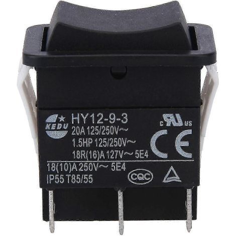 HY12-9-3 Kleiner industrieller Ein-/Ausschalter mit Lichtbogensicherung, einpolig, Wippschalter mit Druckknopf – Gut-1PC (1/3)