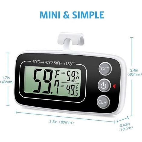Thermometre Refrigerateur - Thermometre Congelateur - Ecran LCD Grand Format - Plage -50 A 70 C - Precision ±1 C - Pour Refrigerateur Congelateur Interieur - Lot De 2 (1/5)