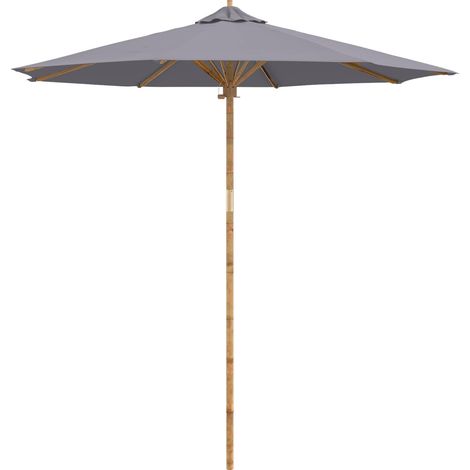 Maison Exclusive - Ombrello da giardino Ø 240 x 260 cm Bambù Rotondo Grigio Scuro (1/5)