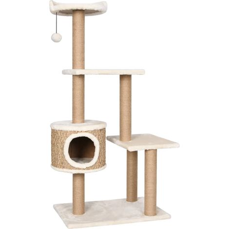 Torre para muebles de árbol para gatos, juguete para escalar, rascador, plataforma para escalar con postes para rascar, 123 cm, algas marinas, Beige 020022445