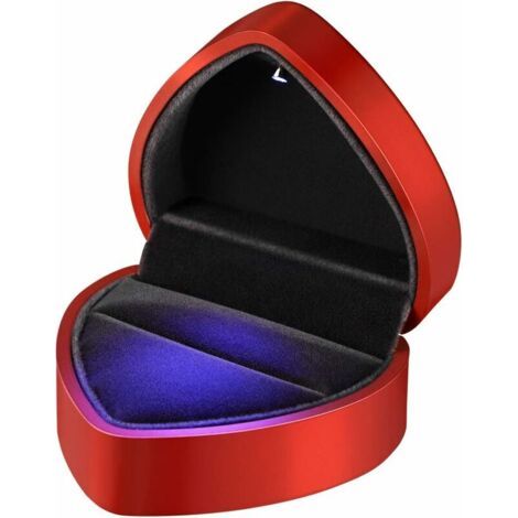 Boîte à bagues LED Boîte à bagues en forme de coeur Anneau Boucle d'oreille Collier Bracelet Présentoir Boîte à bijoux LE (1/5)