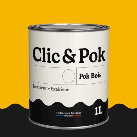 Peinture Bois Extérieur – POK BOIS - 1L - RAL 1021 - Jaune colza- Résistante aux intempéries - Ne s'écaille pas