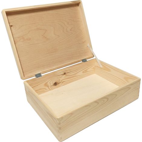 Rohholzkiste mit Schloss, 40 x 30 x 14 cm, Nut- und Federverbindung (1/5)