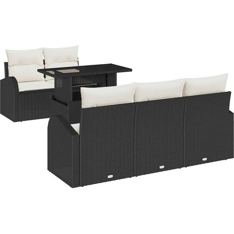 Maison Exclusive - Conjunto de sofá de jardín 6 pcs Negro Rattan
