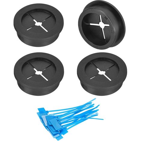 4Pcs Passe-Câble, 1-3/8"(35mm) Manchons En Caoutchouc Pour Bureau Avec Attaches-Câble Marquées Pour Protection Des Fils De Câble À Domicile Ou Au Bureau, Noir (1/5)