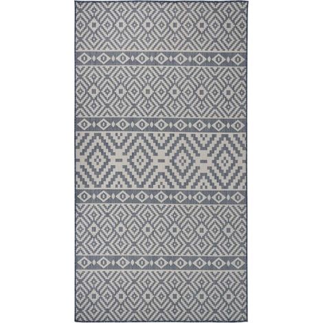 FIMEI Tapis à tissage plat d'extérieur 80x150 cm Rayures bleues (1/5)