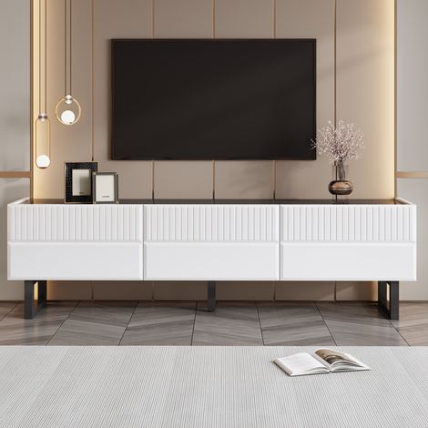 Lowboard mit 3 Schubladen, 170 x 35 x 47 cm, schwarz-weiß, OKMYHOME (1/5)