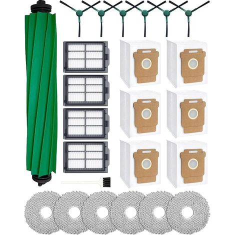 FOREHILL pour iRobot Roomba Plus 405 Combo / 505 Combo / 507 Combo, Série 400/500, Kit de 24 Accessoires : 1 Brosses Principale, 6 Latérales, 4 Filtres, 6 Serpillières, 6 Sacs
