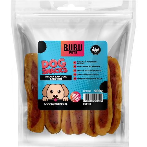 Bubu Pets  Friandises pour chiens 500 g - Sandwich au poulet et au canard 500 g
