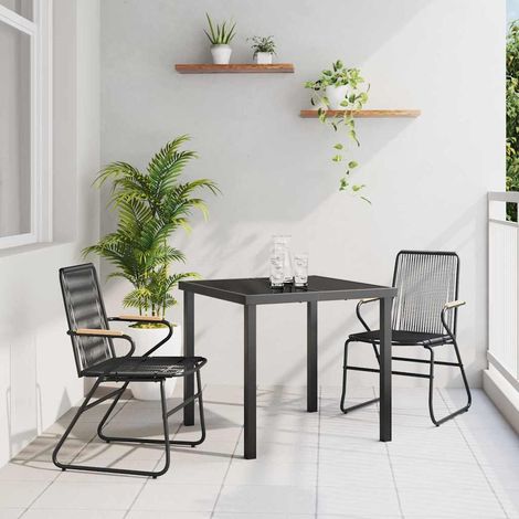 Garden Dining Set 3 pcs Black PVC rattan vidaXL (1/5)