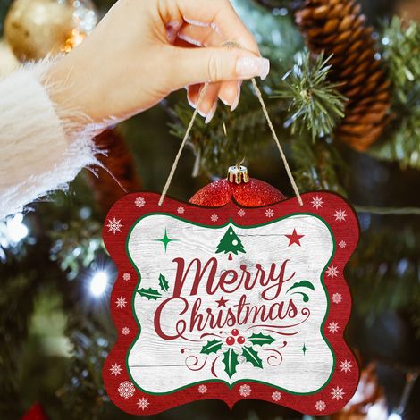 DOLASO Vintage-Holzschild „Merry Christmas“ zum Aufhängen, Feiertags-Willkommens-Haustürschilder, Neujahrs-Holzschild (27,9 x 20,3 cm), Weihnachtsparty-Dekoration für Zuhause, Türdekoration (1/5)