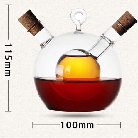 Distributeur D' D'Olive et de Vinaigre 2 en 1 Bouteille en Verre de Cuisine Bouteille D' et de Vinaigre avec Bouchon en LièGe (1/5)