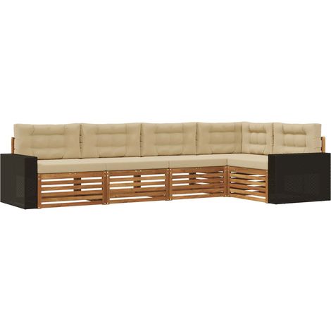 Outdoor-Sofagarnitur 5 pcs Natur und Beige 331 x 172,5 x 73 cm vidaXL
