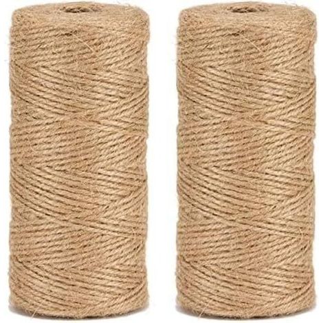 200 m Naturjute-Bindfaden, Gartenschnur, Bastelschnur, 3-fädig, 1,5 mm dick, Juteseil für DIY-Kunsthandwerk, Gartenarbeit, Dekoration und Bastelarbeiten (2 Rollen)