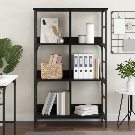 vidaXL Étagère 4 niveaux 78,5 x 33 x 117,5 cm métal PB Chêne noir (1/5)