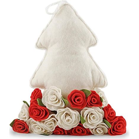 Cuscino albero bianco rose rosso/bianco, 33x13x40 cm