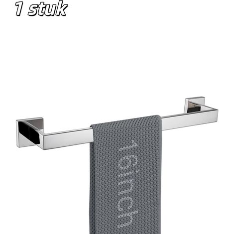 pièce - Porte-serviettes - Acier inoxydable - Barre porte-serviettes murale pour salle de bain - Trous pré-percés - Convient pour salles de bain, cuisines, etc. - 40 cm - Argent (1/5)