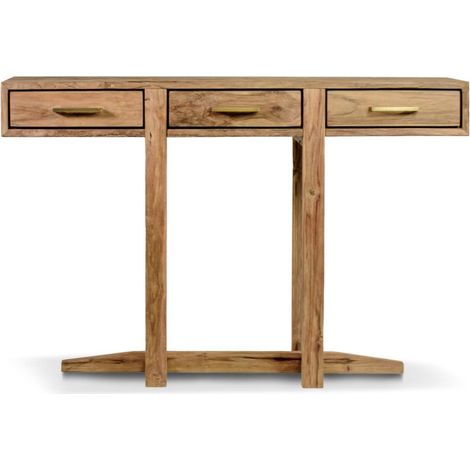 Console en bois de teck naturel 3 tiroirs Touka 130cm (1/5)