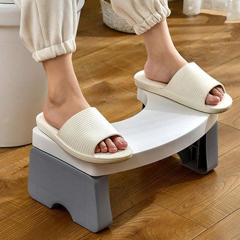 Bathroom Folding Toilet Stool For Adults And Kids, Bathroom Squat Stool, Heavy Duty 7inch Non Slip Squatting Pooping C Curve Toilet Stool(white) (1/4)