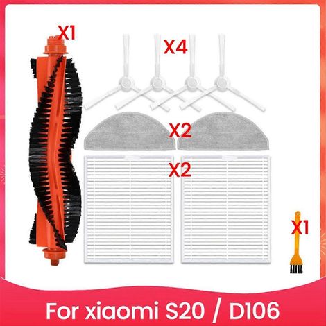 Accessoires pour aspirateur robot Xiaomi S20 / D106 : brosse latérale principale, filtre HEPA, lingette de nettoyage, sac à poussière de rechange (1/5)