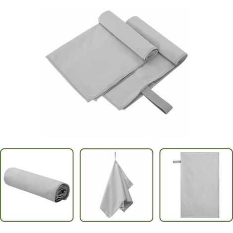 Sporttuch -  Sporthandtücher 2 pcs Grau 50 x 30 cm Polyester und Polyamid (1/5)