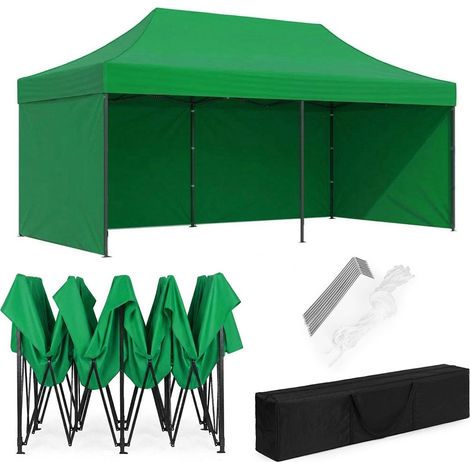 Gazebo da giardino automatico 3x6 m, verde, con struttura in acciaio. (1/5)