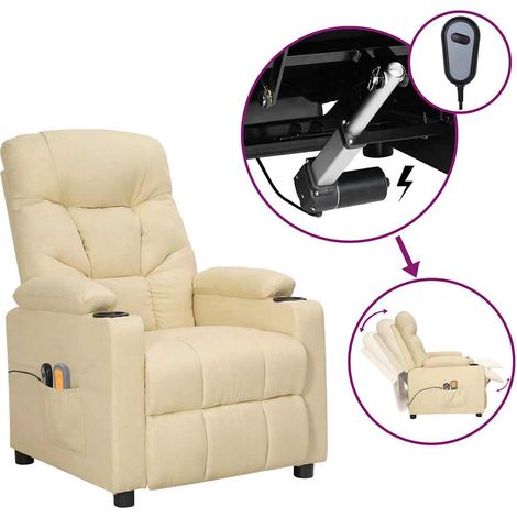 vidaXL Sillón de masaje eléctrico tela color crema (1/5)