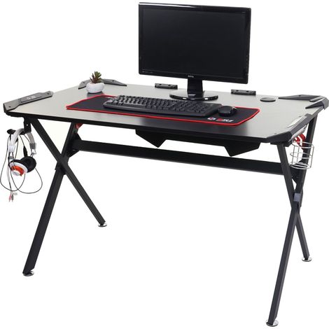 Bureau HWC-F11, table d'ordinateur, bureau de jeunesse, jeu en ligne, 120x75cm noir (1/5)