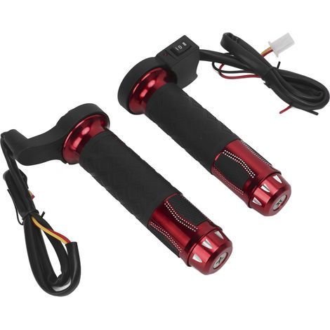 2-teilige elektrische Heizgriffe, 22 mm Aluminium, Winter-Anti-Rutsch für Motorrad-/Rollerlenker, 12–14 V, Rot