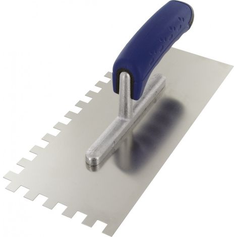 Spatola con lama in acciaio inossidabile dentellata su due lati, dentatura 10 x 10