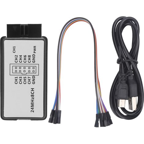 Analyseur logique USB 8 canaux mini appareil avec câble pour ARM FPGA 24 MHz ‑0.5V‑5.25V