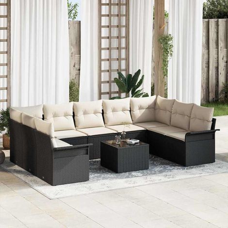 Gartensofa-set mit Speicher 10 pcs Braun Poly-Rattan