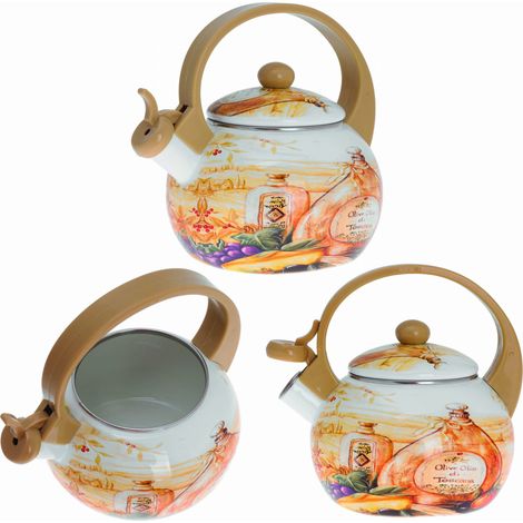Bollitore smaltato da 2 litri con fischietto Kinghof KH-3700 (1/5)