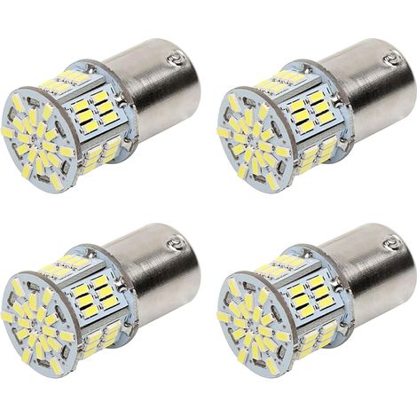 Ampoule LED Voiture 4 Pcs 1157 Blanc 6000-7000K P21/5W, Veilleuse LED Voiture pour Feu de Stop, Feux Arrière, Moto, RV, Auto (1/5)