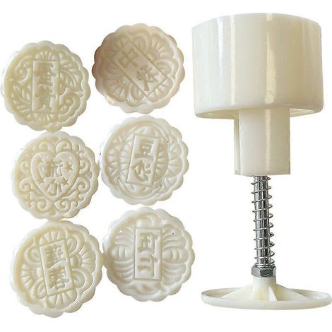 Ensemble de moules à gâteaux de lune portables, moules ronds avec six tampons interchangeables (1/4)