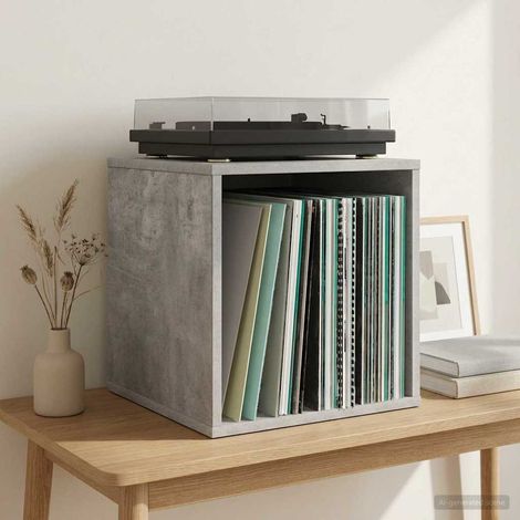 vidaXL Boîte d'albums vinyles Gris béton 37 x 36,5 x 38 cm (1/5)