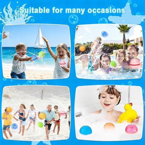 Ballon A Eau Réutilisable - En Silicone Souple - Auto-obturant - Pour Plage Piscine Jardin - Lot De 6 Pieces - Diametre 6,5 Cm (1/5)