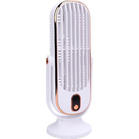 Desktop tower fan, 5-speed brushless motor, USB rechargeable, portable, for home, office, kitchen and indoor use, white (1/5)