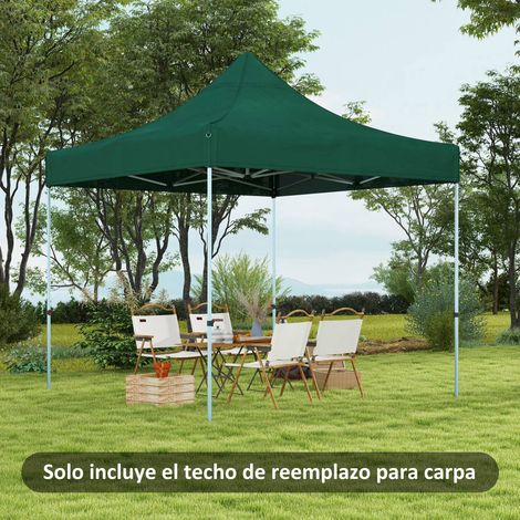 Techo de Repuesto para Carpa Plegable de Tela Oxford 3x3 m con Techo Puntiagudo Impermeable y Anti-UV Verde Oscuro